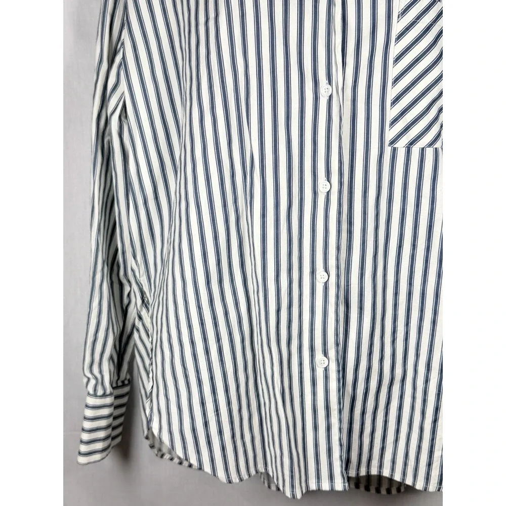 Reformation Will Oversized Shirt Savoy Stripe Womens M Blue Organic Cotton - Picture 5 of 12